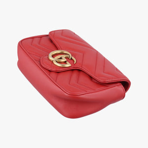 Pre-owned Gucci GG Marmont Red Leather 476433 shoulderbag | stylenewstar