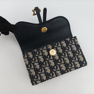 Pre-owned Christian Dior Saddle Navy×Gray jacquard  bum bag/waist bag | stylenewstar