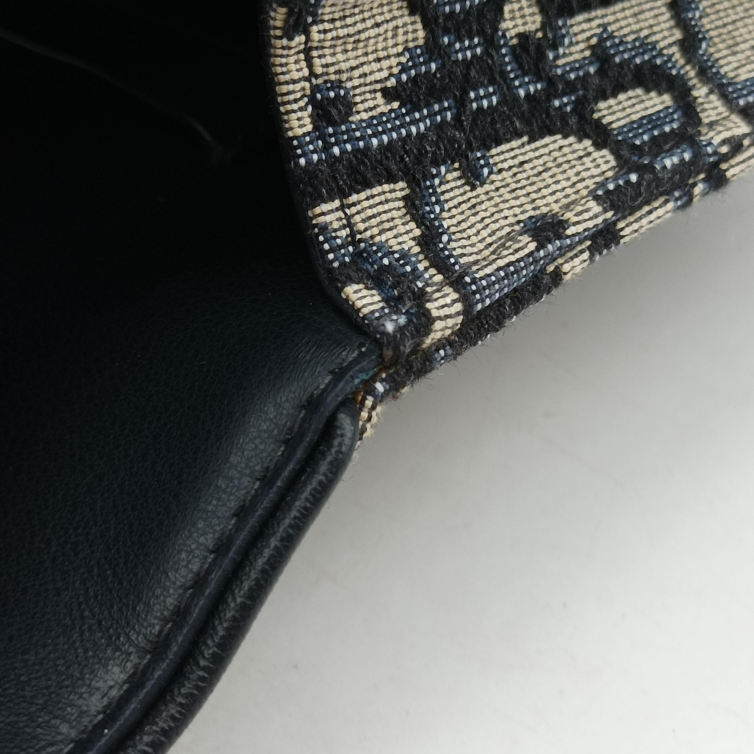 Pre-owned Christian Dior Saddle Navy×Gray jacquard  bum bag/waist bag | stylenewstar