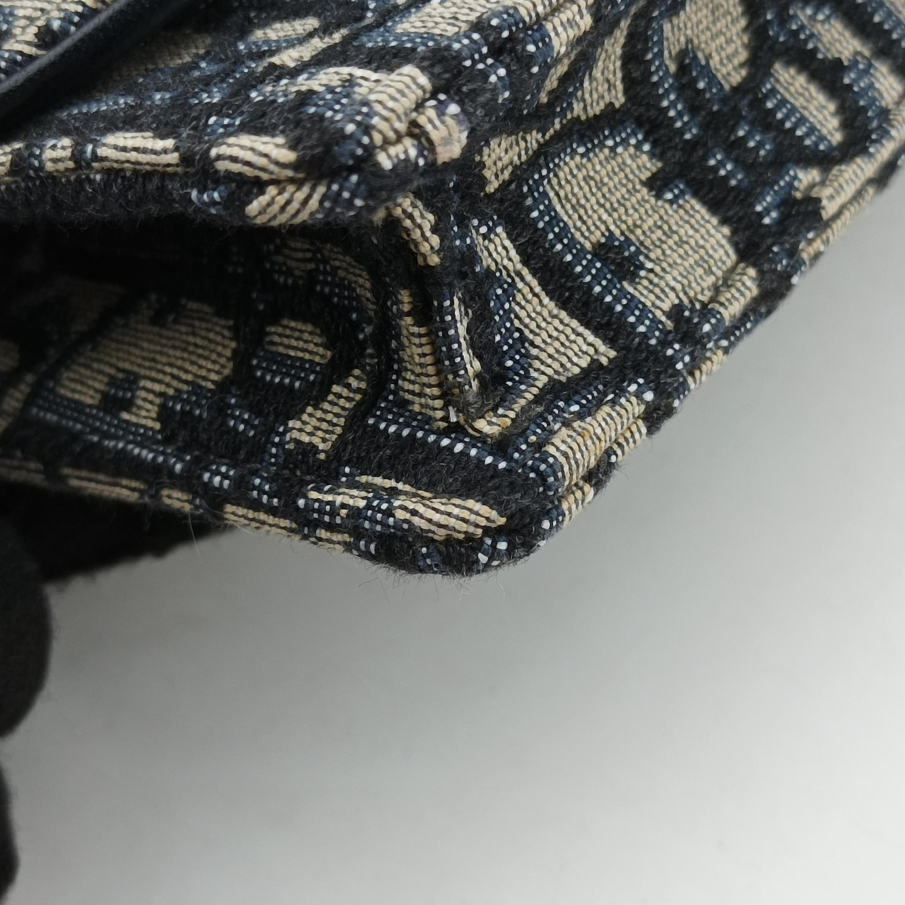Pre-owned Christian Dior Saddle Navy×Gray jacquard  bum bag/waist bag | stylenewstar