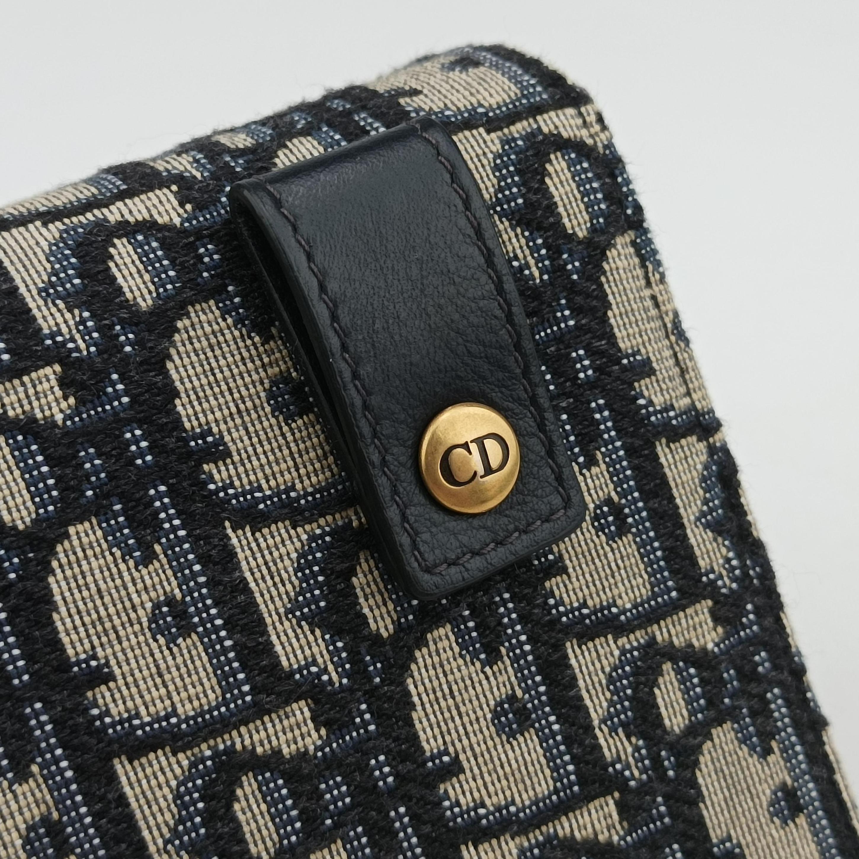 Pre-owned Christian Dior Saddle Navy×Gray jacquard  bum bag/waist bag | stylenewstar