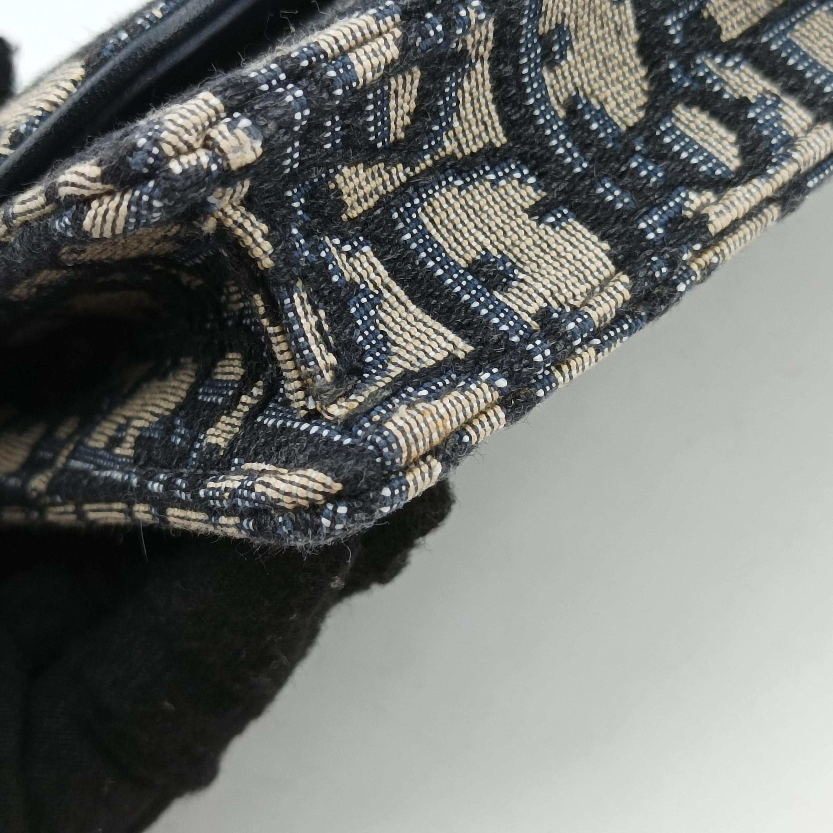 Pre-owned Christian Dior Saddle Navy×Gray jacquard  bum bag/waist bag | stylenewstar