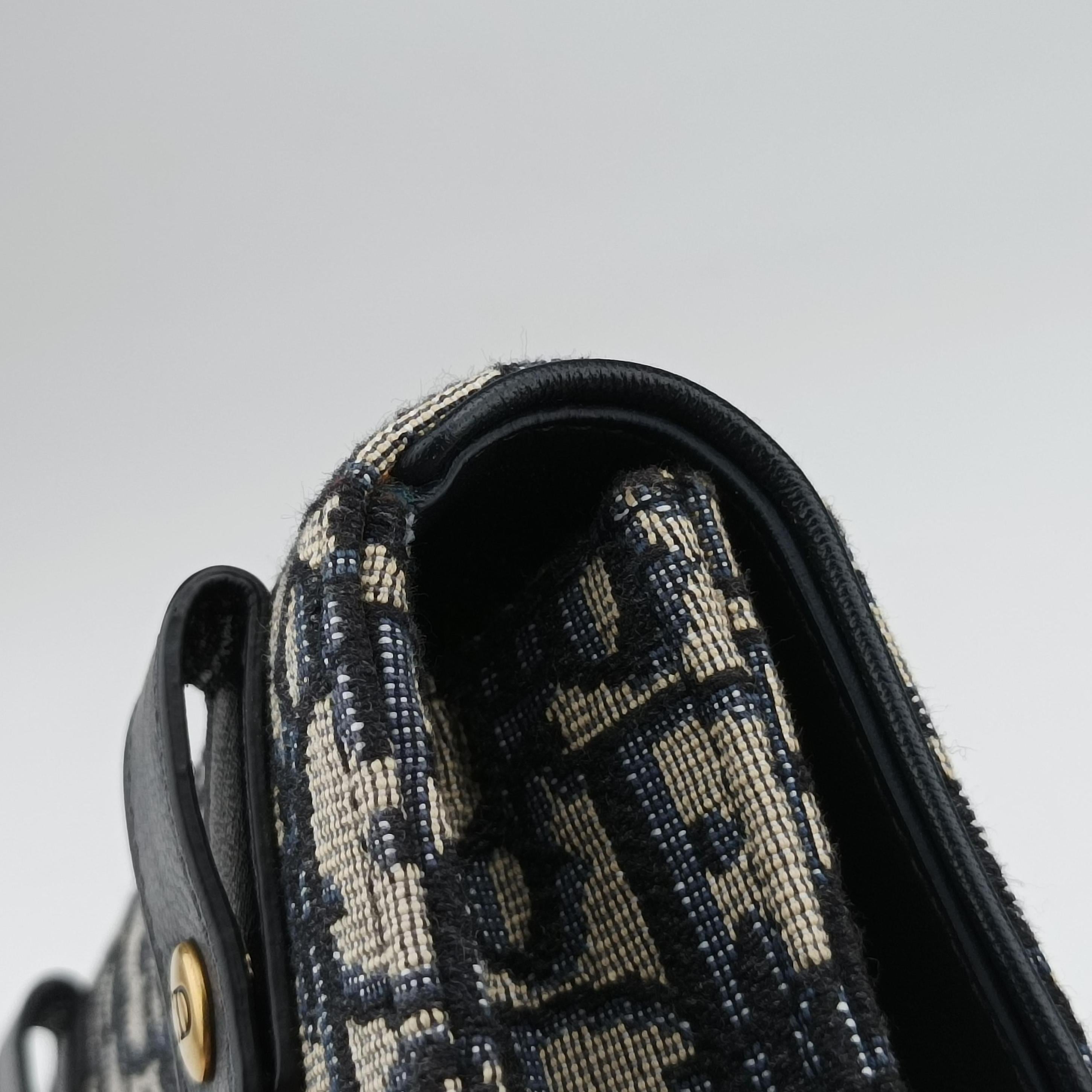 Pre-owned Christian Dior Saddle Navy×Gray jacquard  bum bag/waist bag | stylenewstar