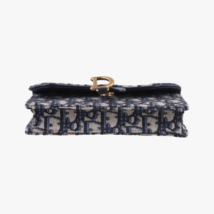 Pre-owned Christian Dior Saddle Navy×Gray jacquard  bum bag/waist bag | stylenewstar