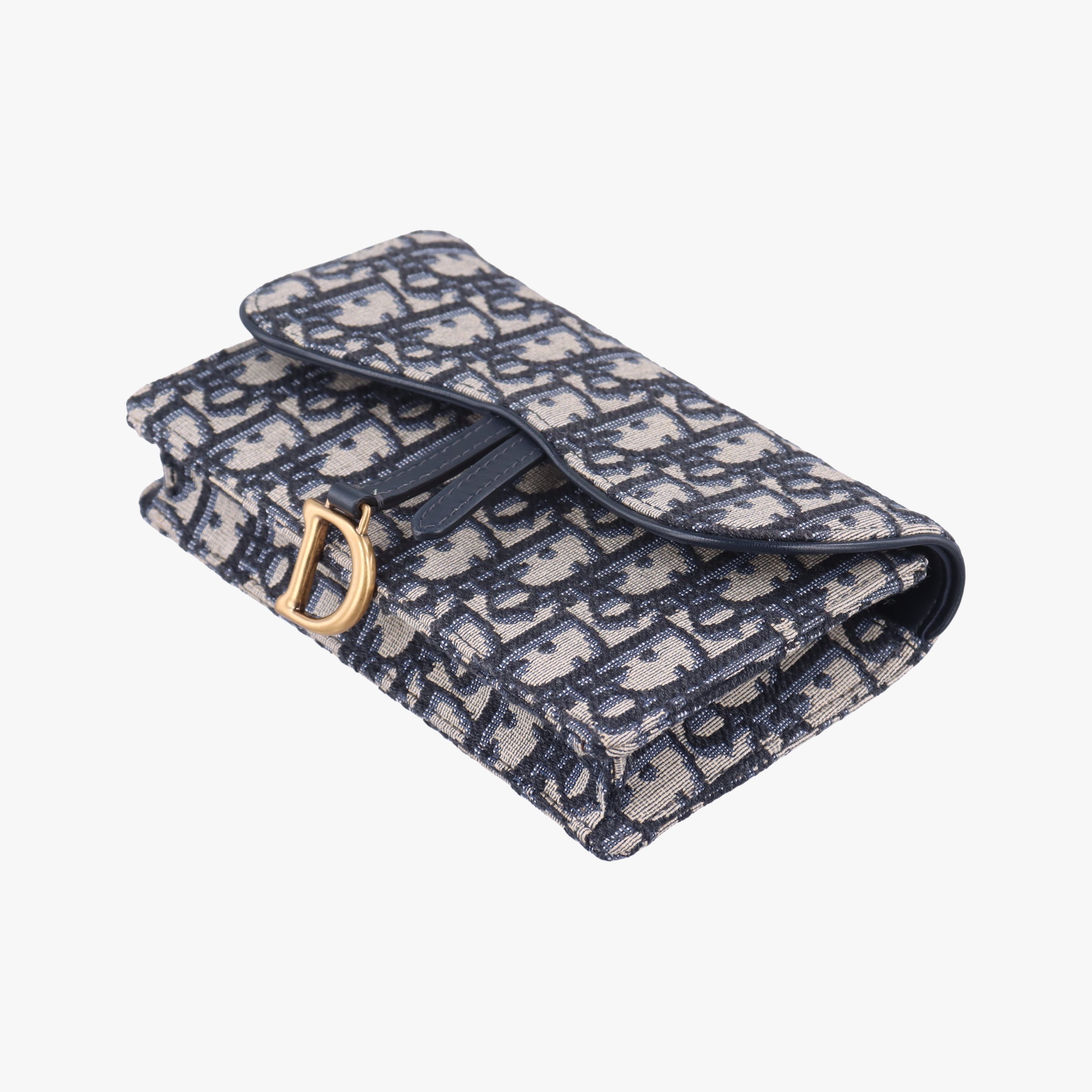 Pre-owned Christian Dior Saddle Navy×Gray jacquard  bum bag/waist bag | stylenewstar