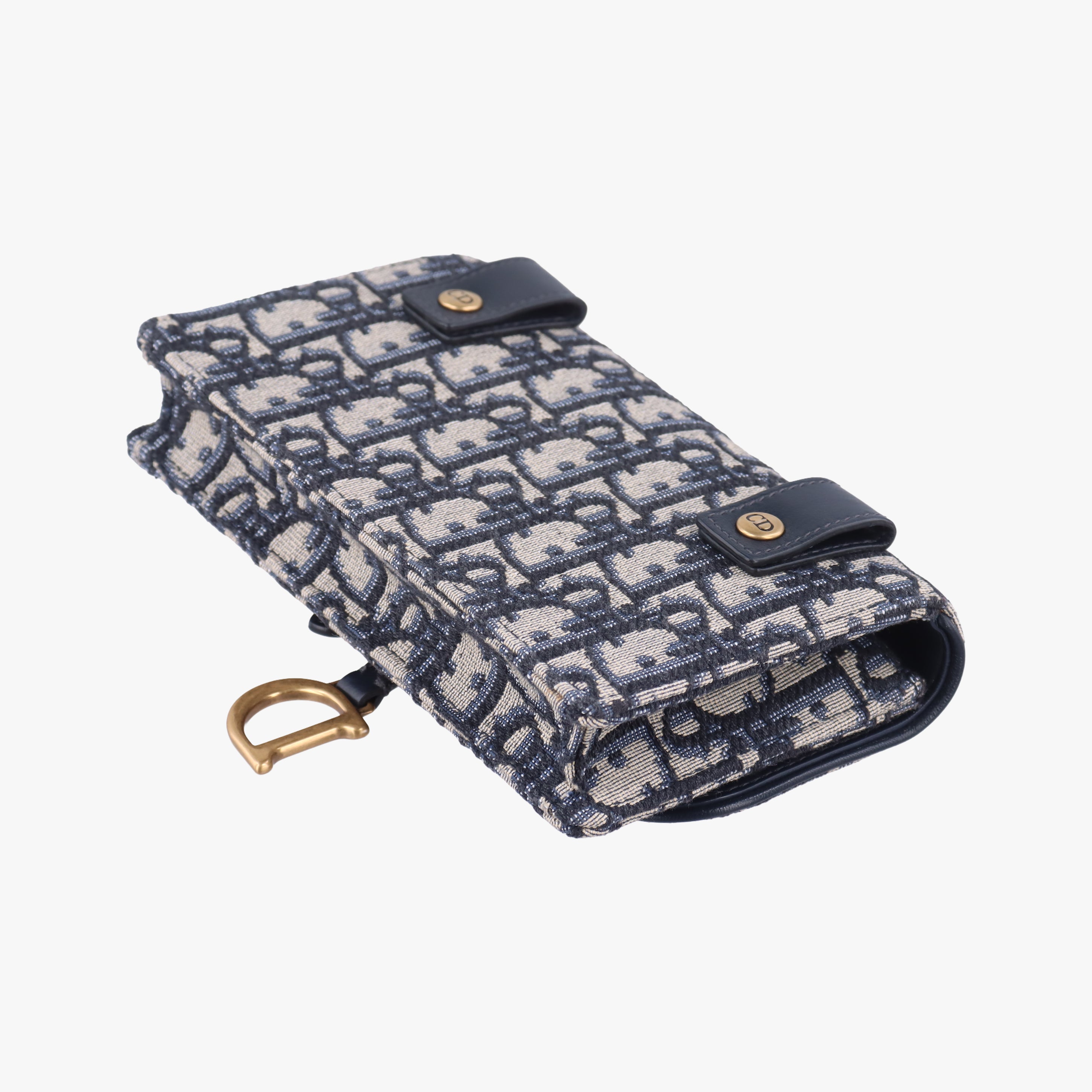Pre-owned Christian Dior Saddle Navy×Gray jacquard  bum bag/waist bag | stylenewstar