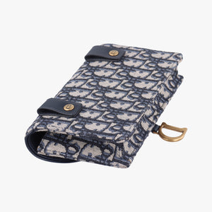 Pre-owned Christian Dior Saddle Navy×Gray jacquard  bum bag/waist bag | stylenewstar