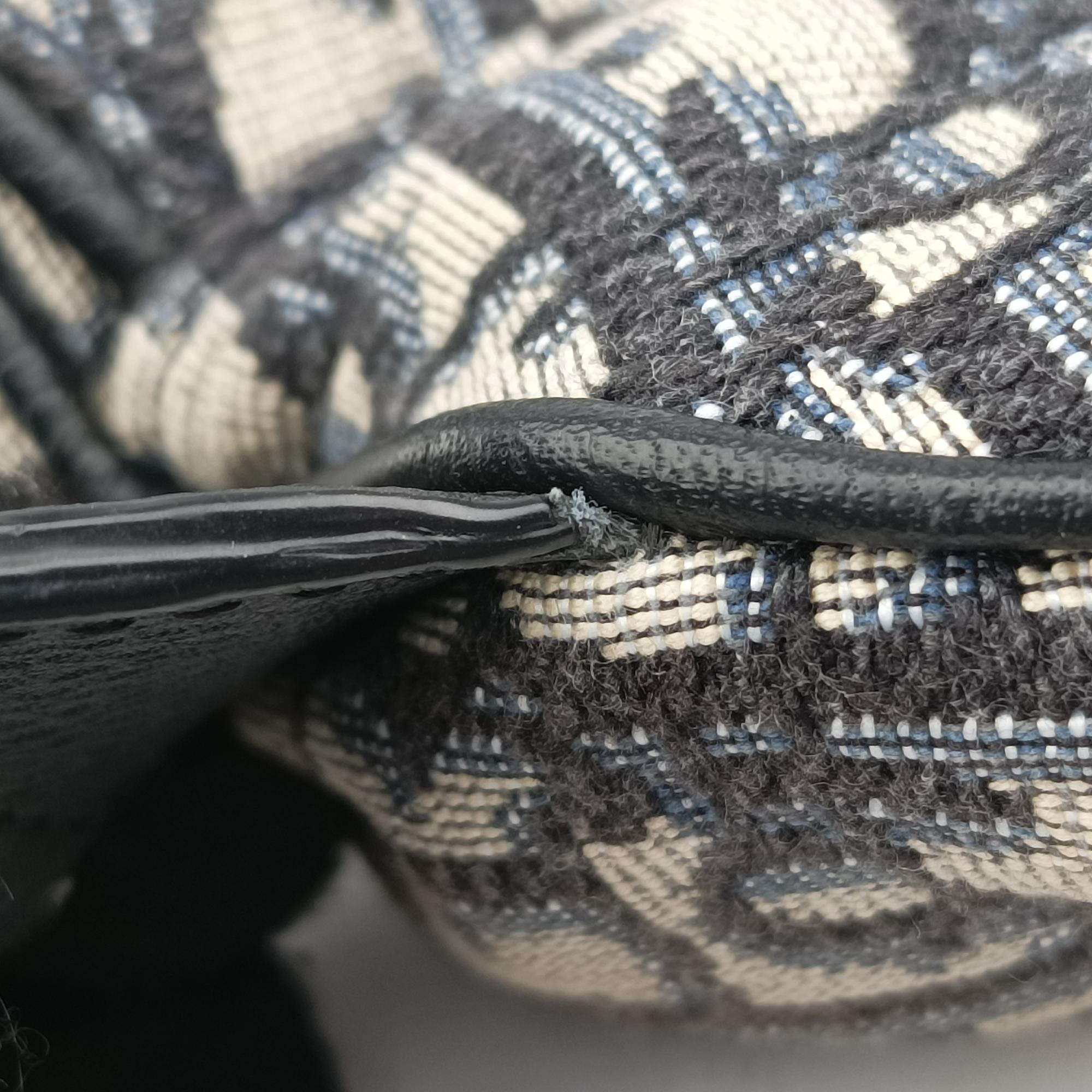 Vintage Christian Dior saddle Navy×Gray Jacquard  crossbodybag | stylenewstar