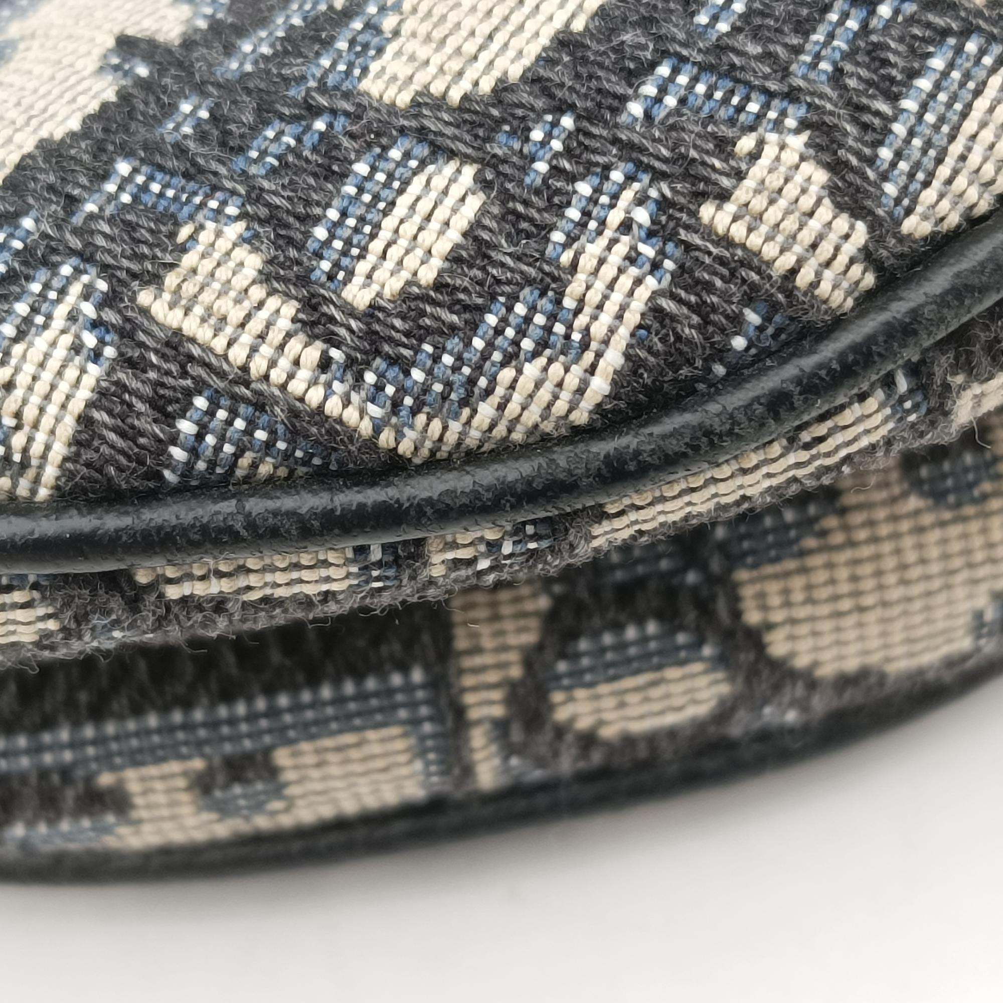 Vintage Christian Dior saddle Navy×Gray Jacquard  crossbodybag | stylenewstar