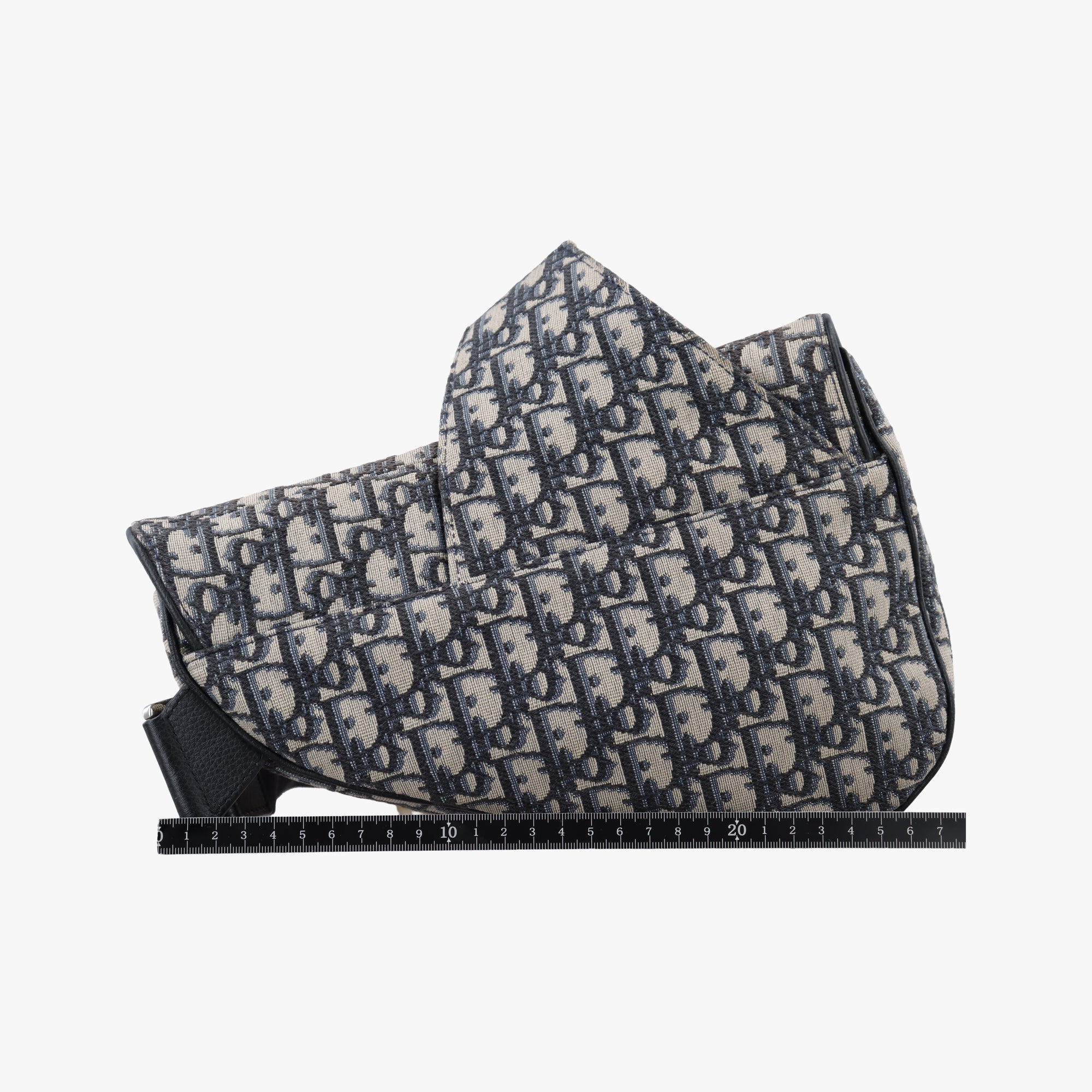 Vintage Christian Dior saddle Navy×Gray Jacquard  crossbodybag | stylenewstar
