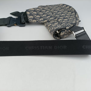 Vintage Christian Dior saddle Navy×Gray Jacquard  crossbodybag | stylenewstar
