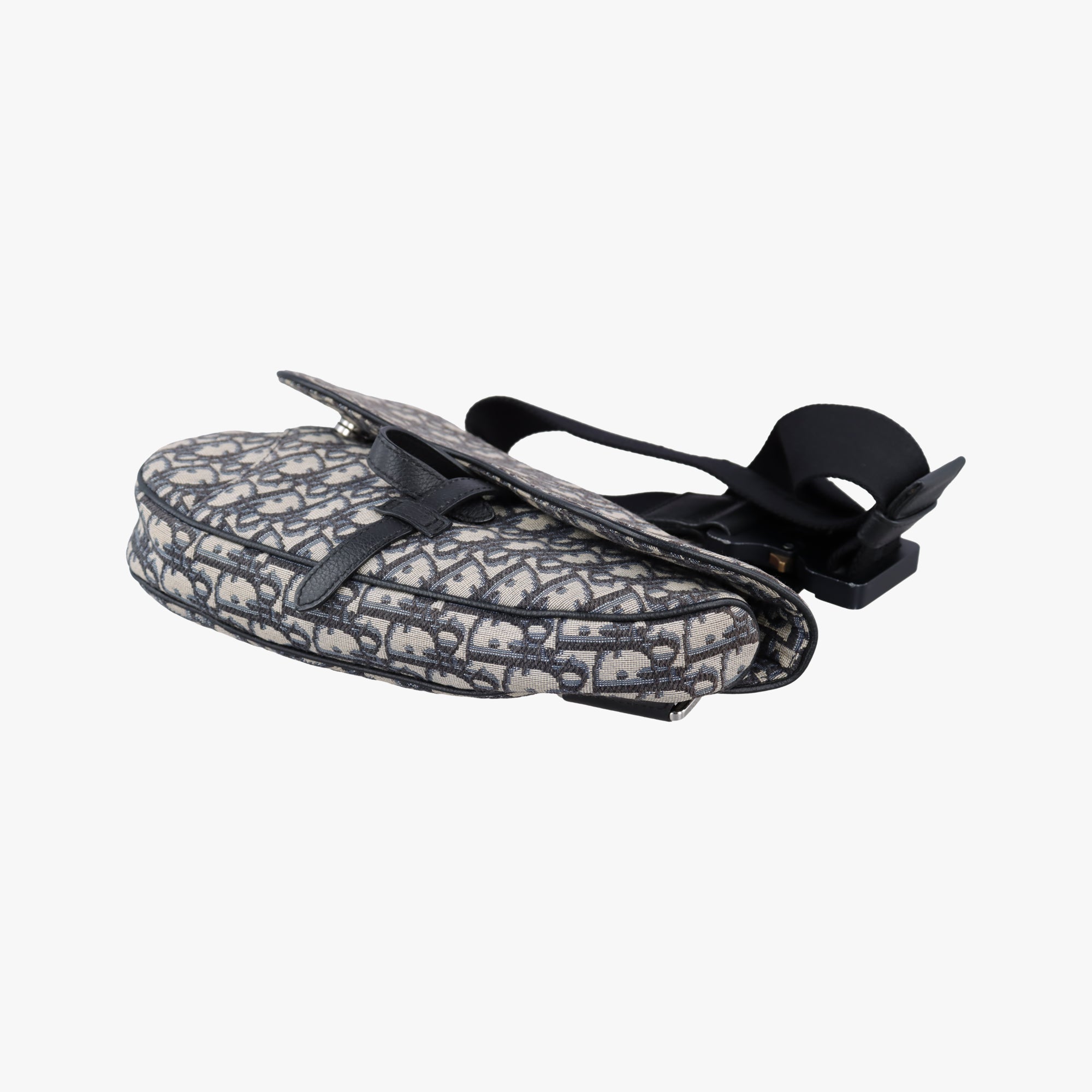 Vintage Christian Dior saddle Navy×Gray Jacquard  crossbodybag | stylenewstar