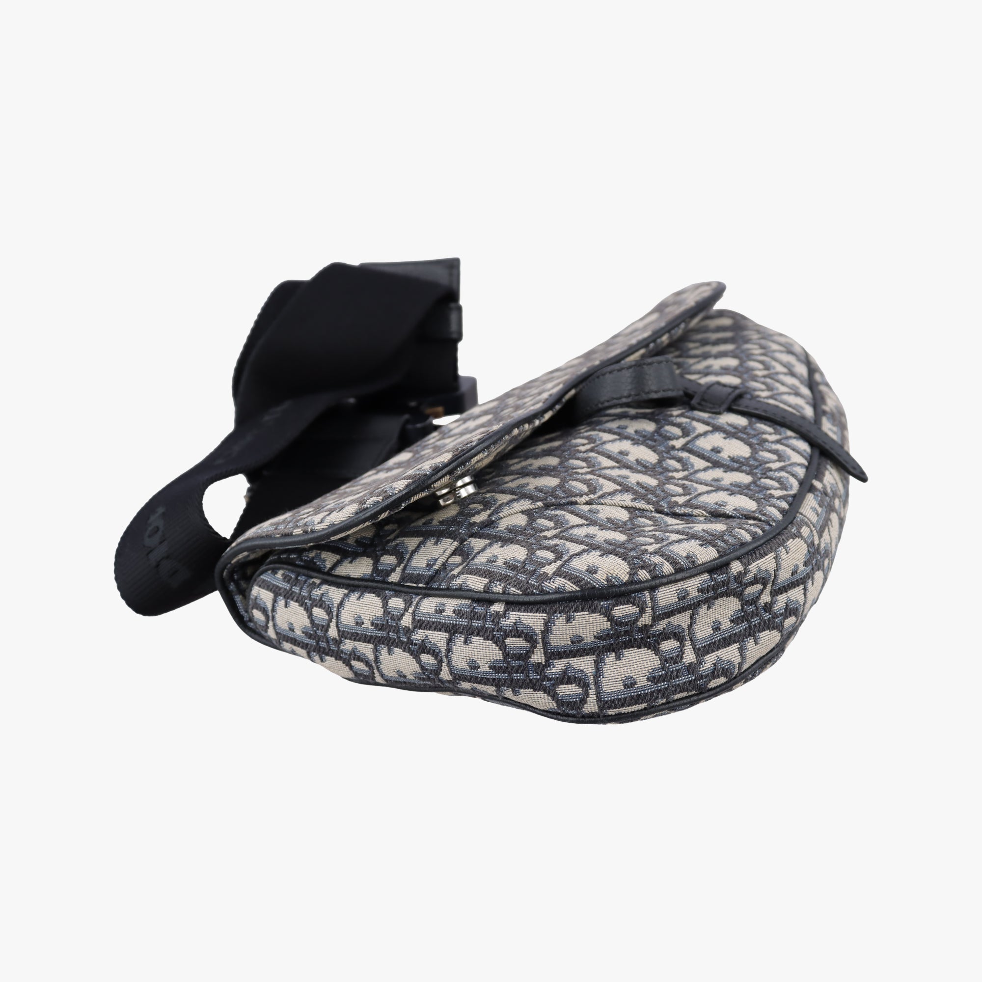 Vintage Christian Dior saddle Navy×Gray Jacquard  crossbodybag | stylenewstar
