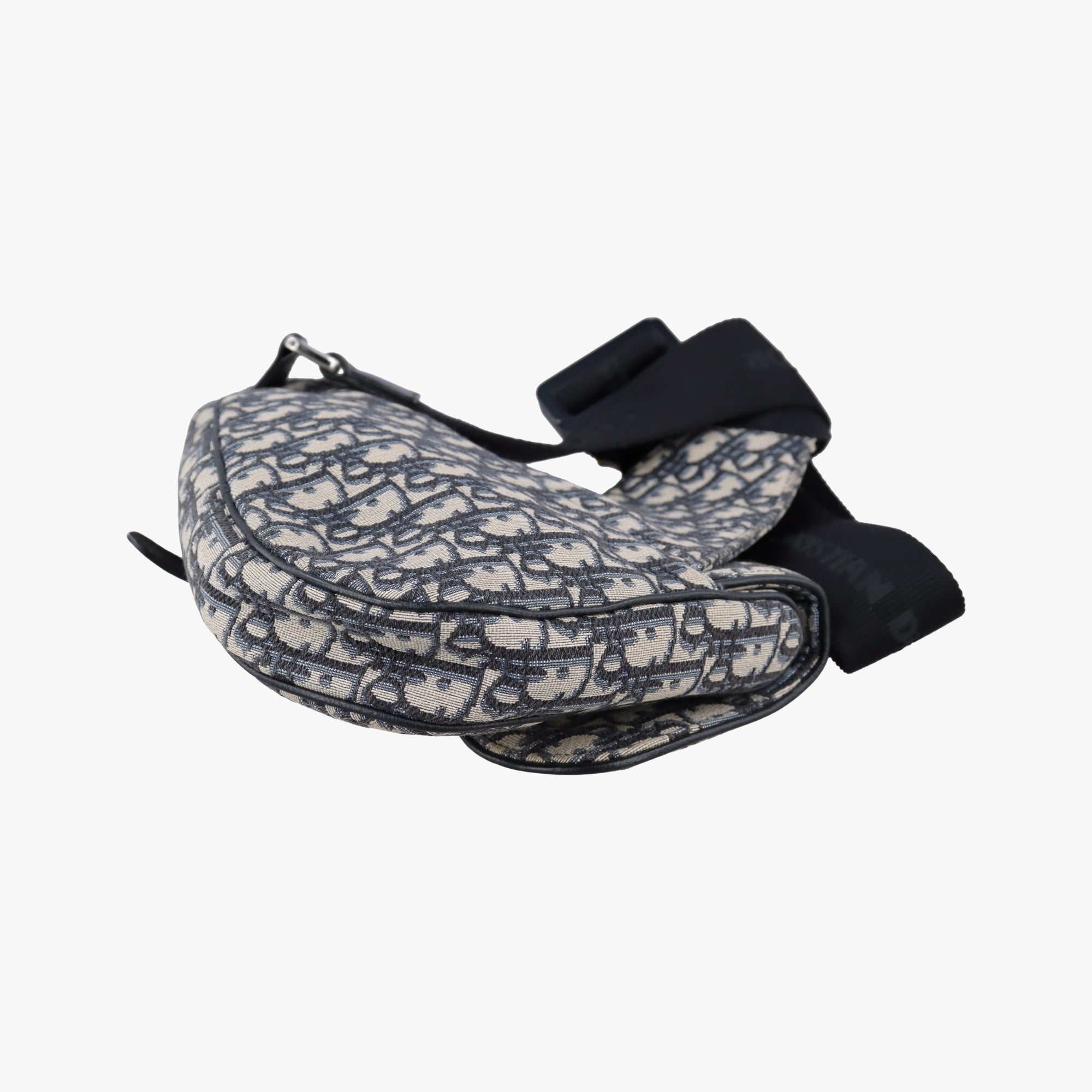 Vintage Christian Dior saddle Navy×Gray Jacquard  crossbodybag | stylenewstar