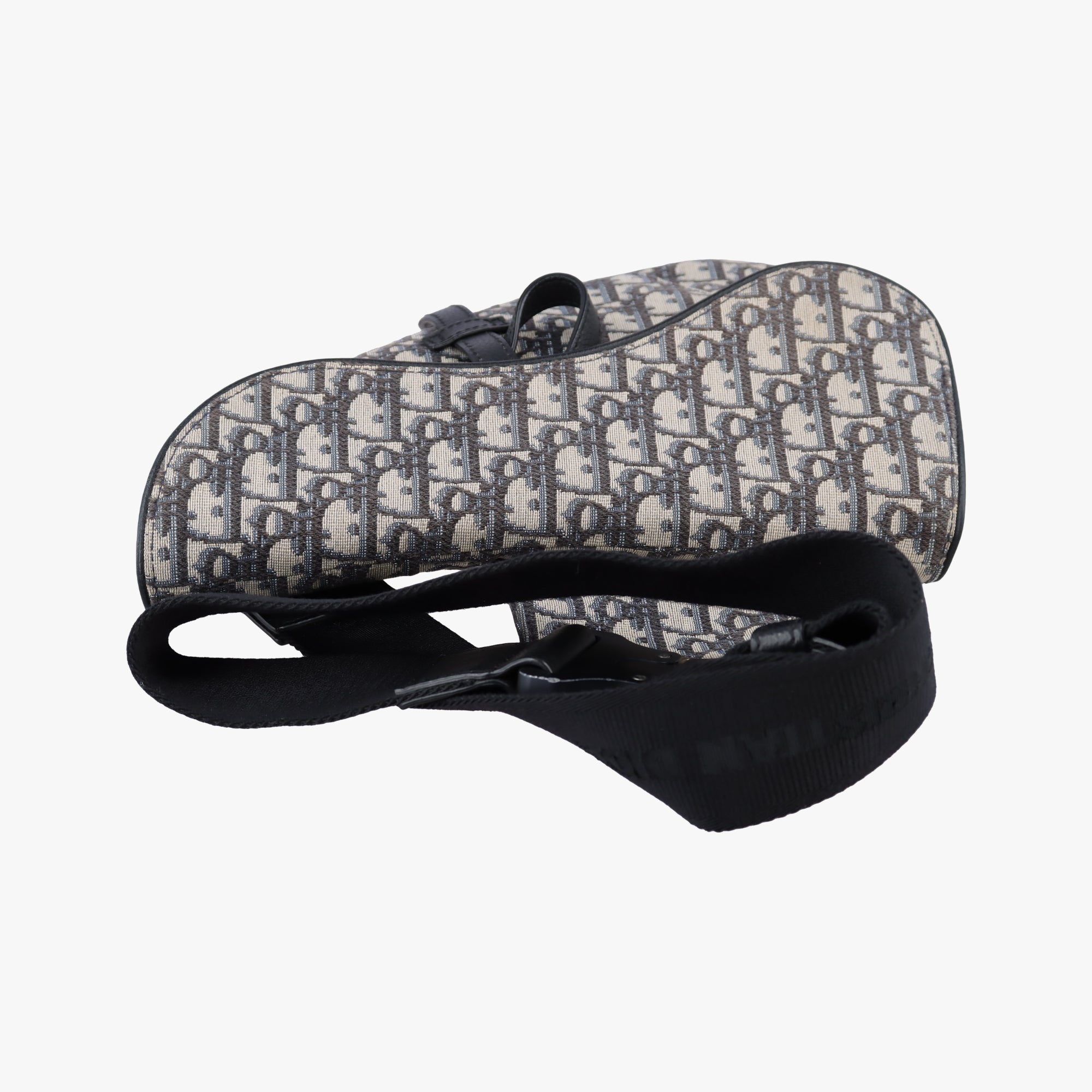 Vintage Christian Dior saddle Navy×Gray Jacquard  crossbodybag | stylenewstar