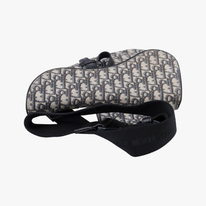 Vintage Christian Dior saddle Navy×Gray Jacquard  crossbodybag | stylenewstar