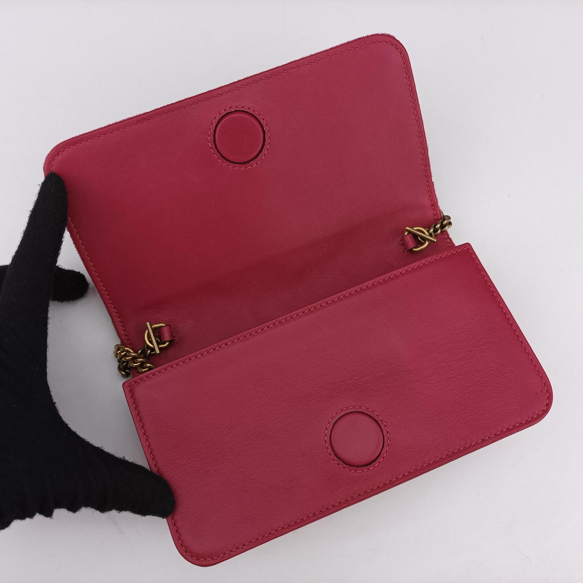 Pre-owned Gucci GG Marmont pink×multicolor velour 488426 shoulderbag | stylenewstar