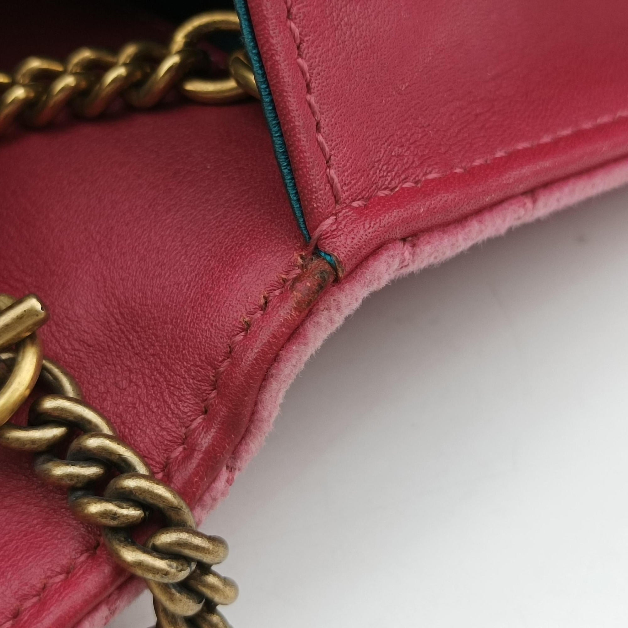 Pre-owned Gucci GG Marmont pink×multicolor velour 488426 shoulderbag | stylenewstar