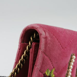 Pre-owned Gucci GG Marmont pink×multicolor velour 488426 shoulderbag | stylenewstar