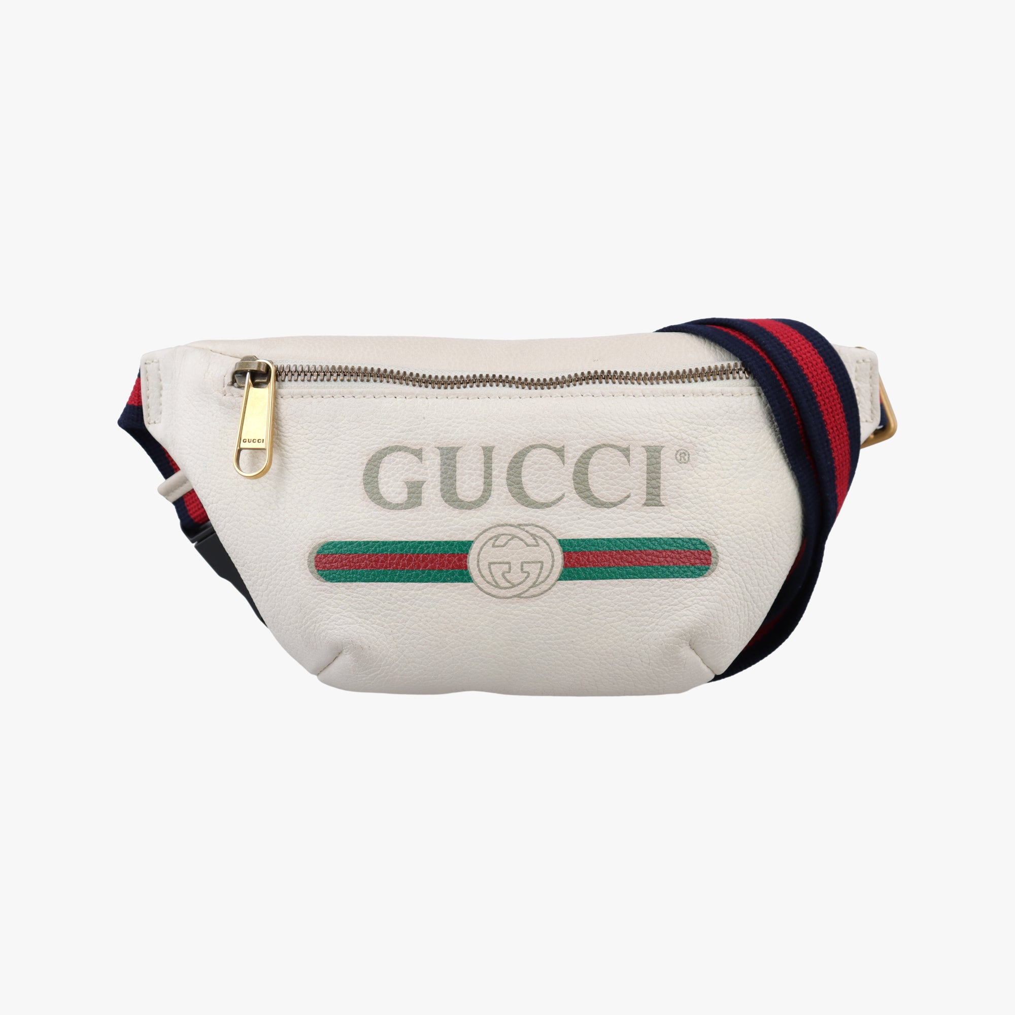 Pre-owned Gucci Gucci print White Leather 527792 bum bag/waist bag | stylenewstar