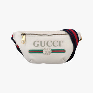 Pre-owned Gucci Gucci print White Leather 527792 bum bag/waist bag | stylenewstar