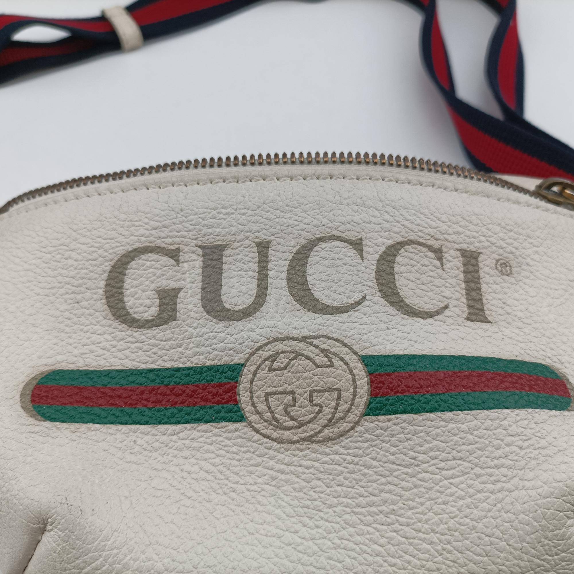 Pre-owned Gucci Gucci print White Leather 527792 bum bag/waist bag | stylenewstar