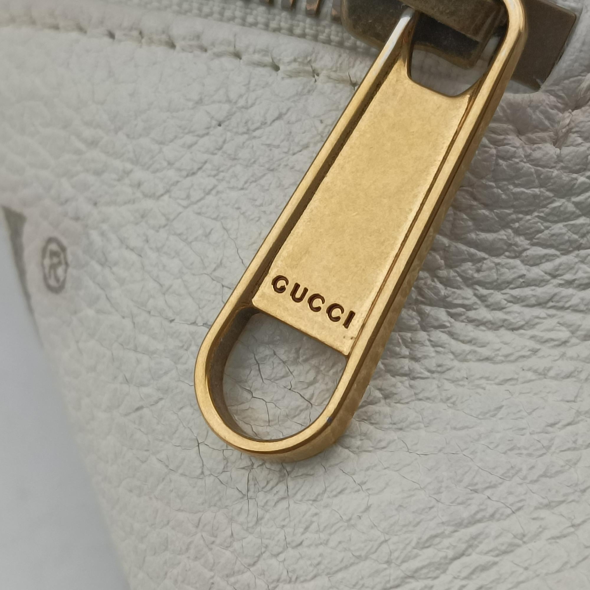 Pre-owned Gucci Gucci print White Leather 527792 bum bag/waist bag | stylenewstar