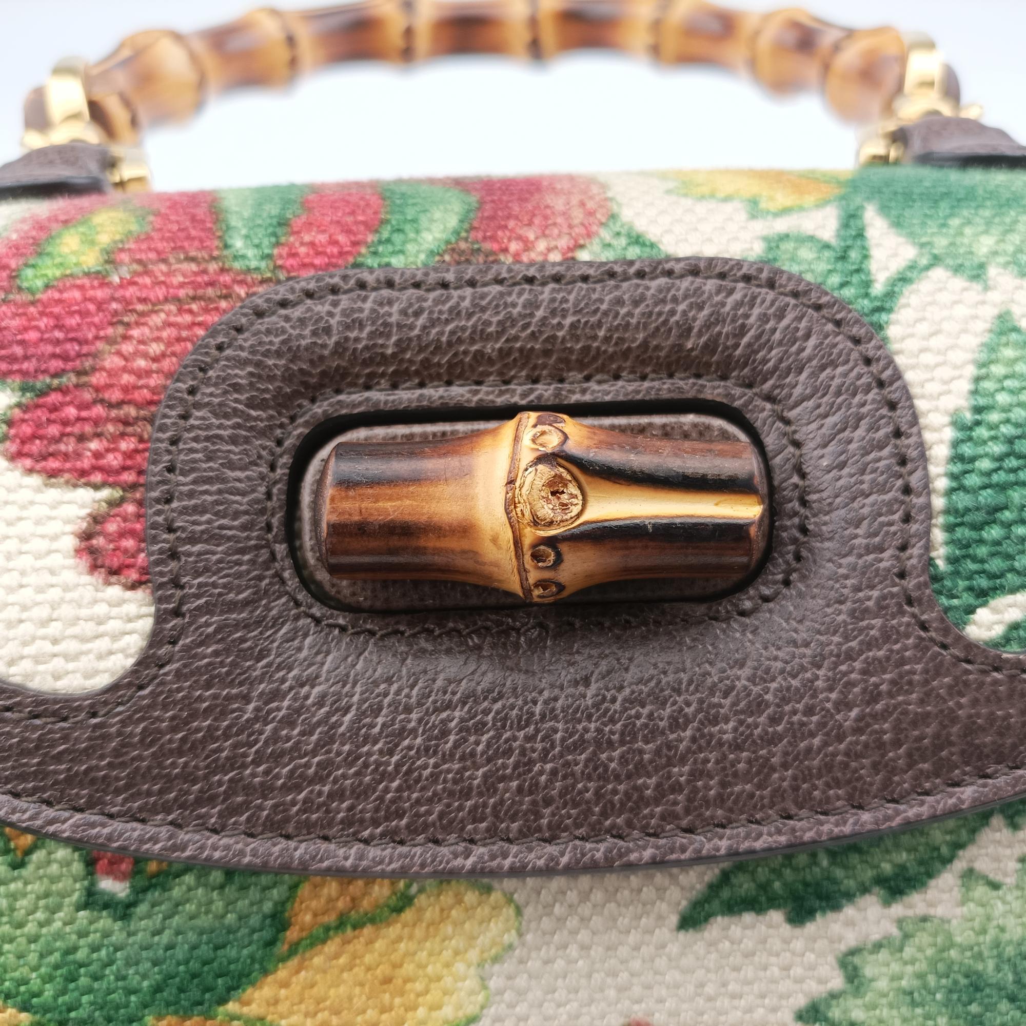 Secondhand Gucci New Bamboo White x Brown x Multicolor Canvas×Leather 675797 shoulderbag | stylenewstar