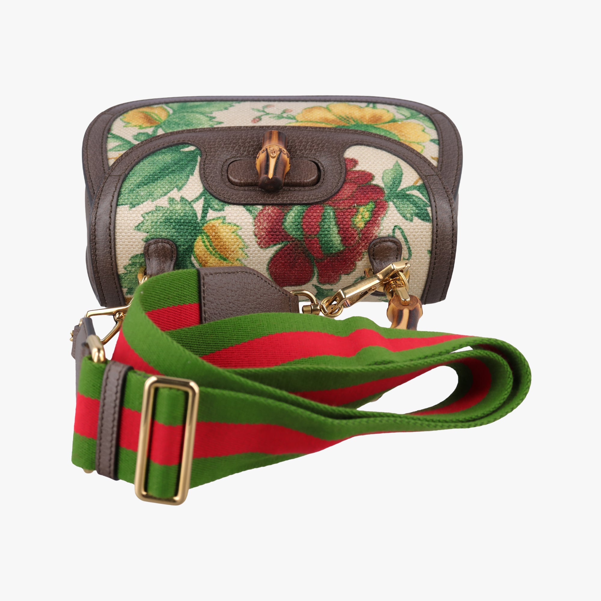 Secondhand Gucci New Bamboo White x Brown x Multicolor Canvas×Leather 675797 shoulderbag | stylenewstar