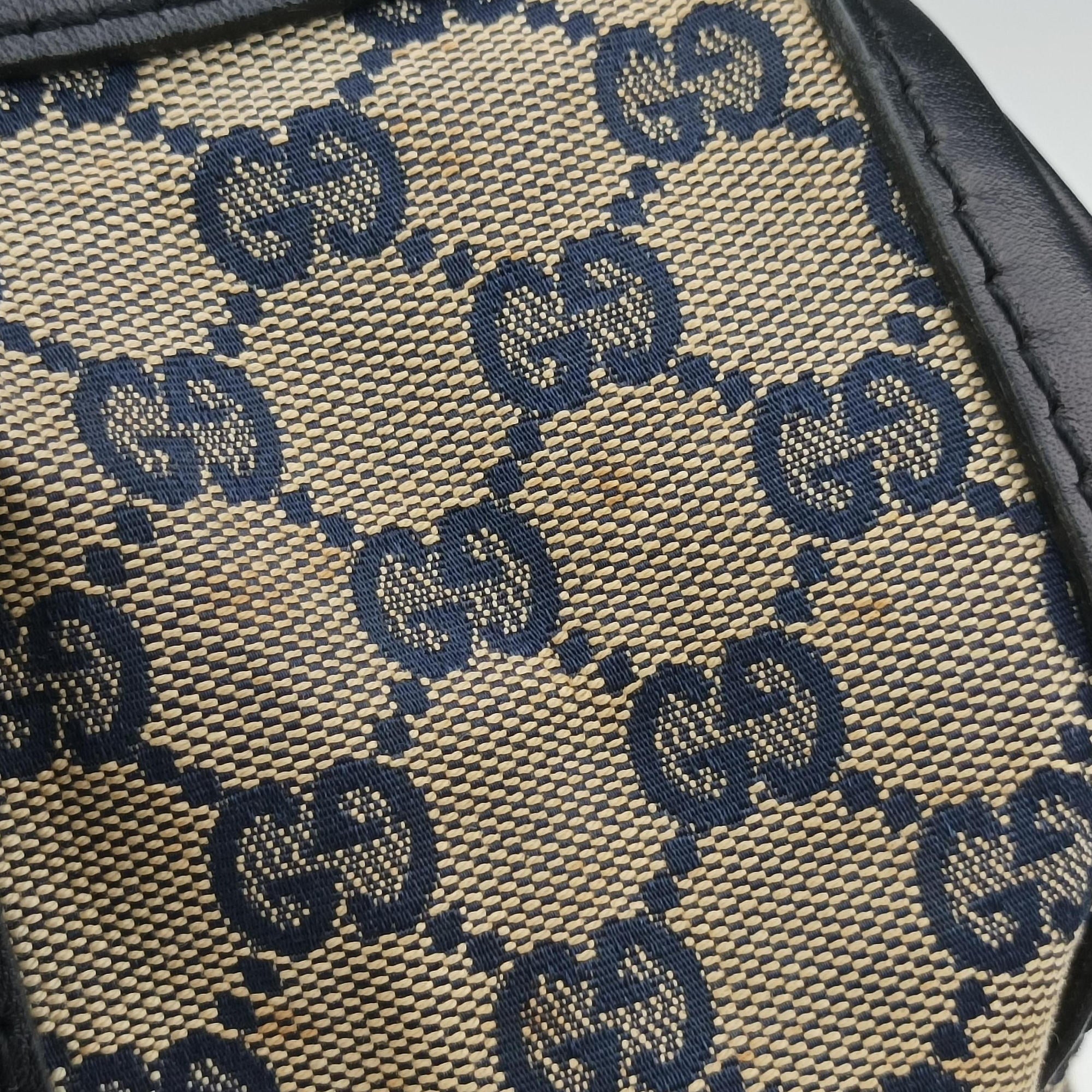 Pre-owned Gucci Sherry Line navy×red×beige Canvas×Leather 247205 handbag | stylenewstar