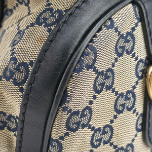 Pre-owned Gucci Sherry Line navy×red×beige Canvas×Leather 247205 handbag | stylenewstar