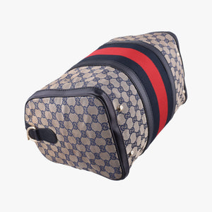 Pre-owned Gucci Sherry Line navy×red×beige Canvas×Leather 247205 handbag | stylenewstar