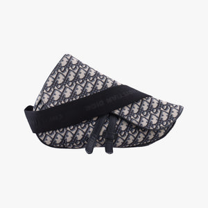 Pre-owned Christian Dior Saddle Gray×Navy×Black Jacquard×Leather  bum bag/waist bag | stylenewstar