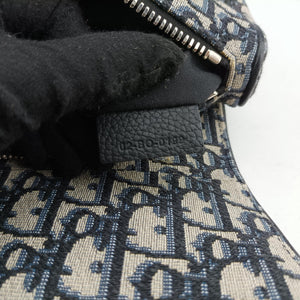 Pre-owned Christian Dior Saddle Gray×Navy×Black Jacquard×Leather  bum bag/waist bag | stylenewstar