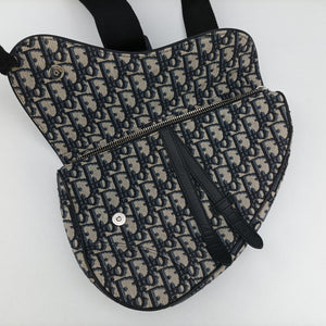 Pre-owned Christian Dior Saddle Gray×Navy×Black Jacquard×Leather  bum bag/waist bag | stylenewstar