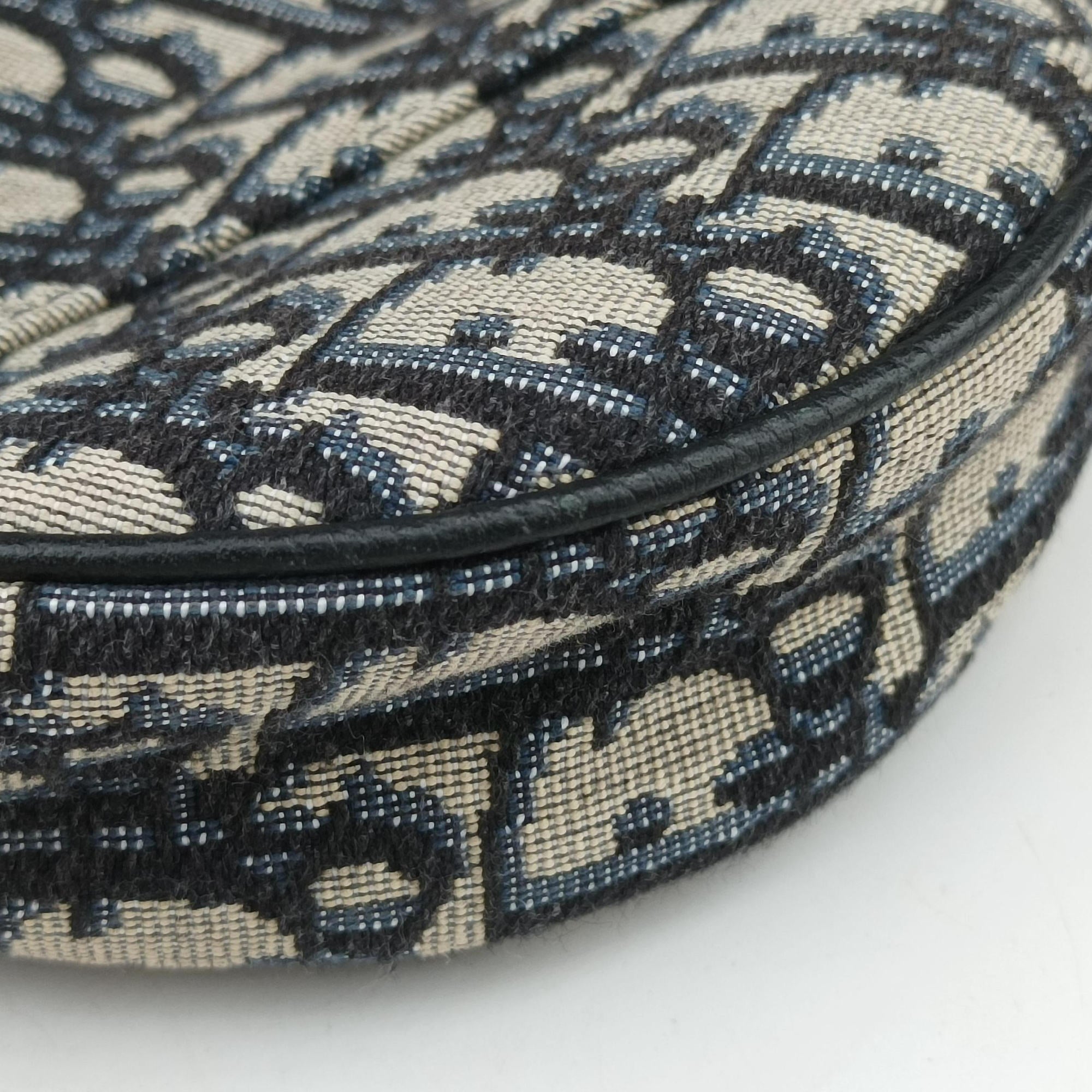 Pre-owned Christian Dior Saddle Gray×Navy×Black Jacquard×Leather  bum bag/waist bag | stylenewstar