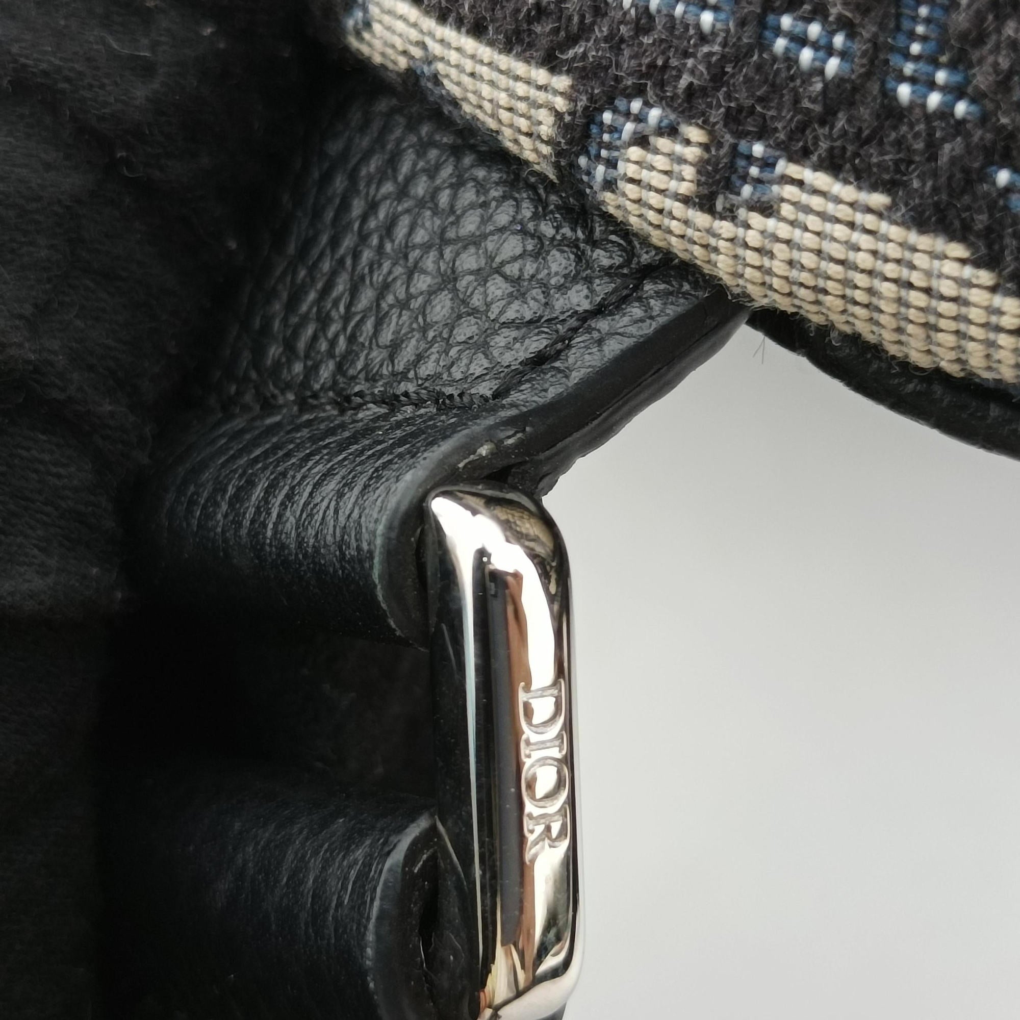 Pre-owned Christian Dior Saddle Gray×Navy×Black Jacquard×Leather  bum bag/waist bag | stylenewstar