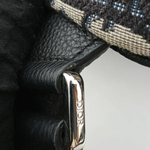 Pre-owned Christian Dior Saddle Gray×Navy×Black Jacquard×Leather  bum bag/waist bag | stylenewstar
