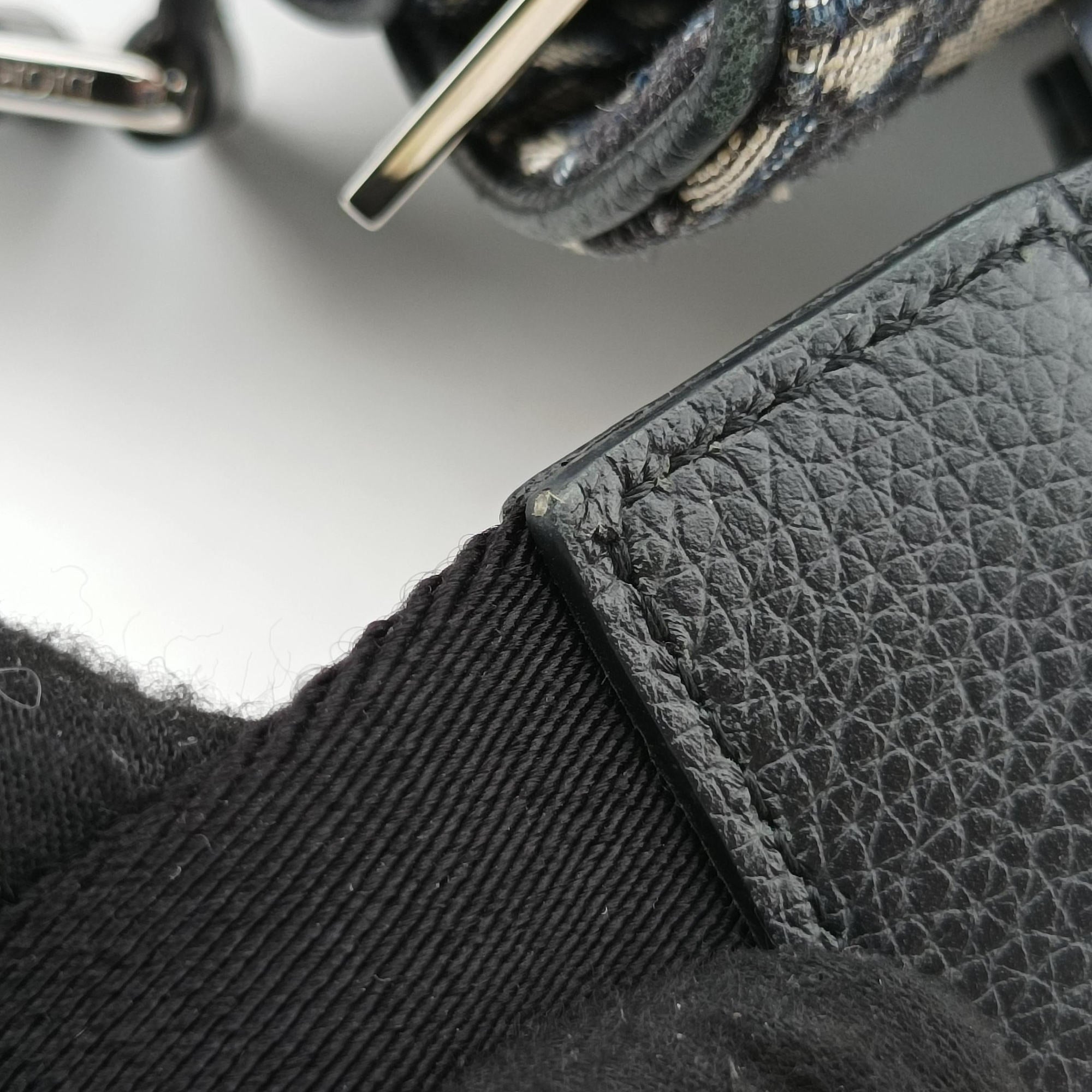 Pre-owned Christian Dior Saddle Gray×Navy×Black Jacquard×Leather  bum bag/waist bag | stylenewstar