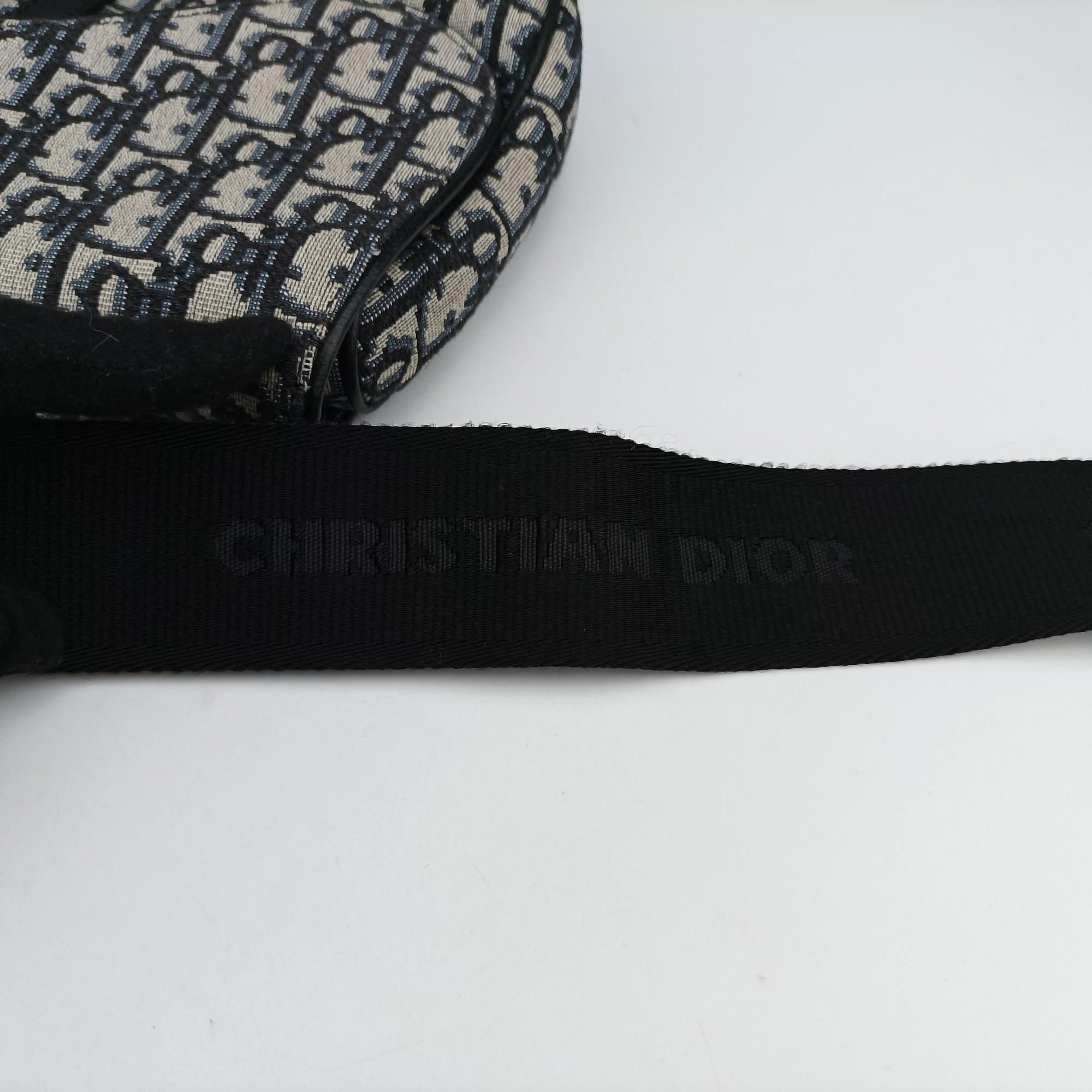 Pre-owned Christian Dior Saddle Gray×Navy×Black Jacquard×Leather  bum bag/waist bag | stylenewstar