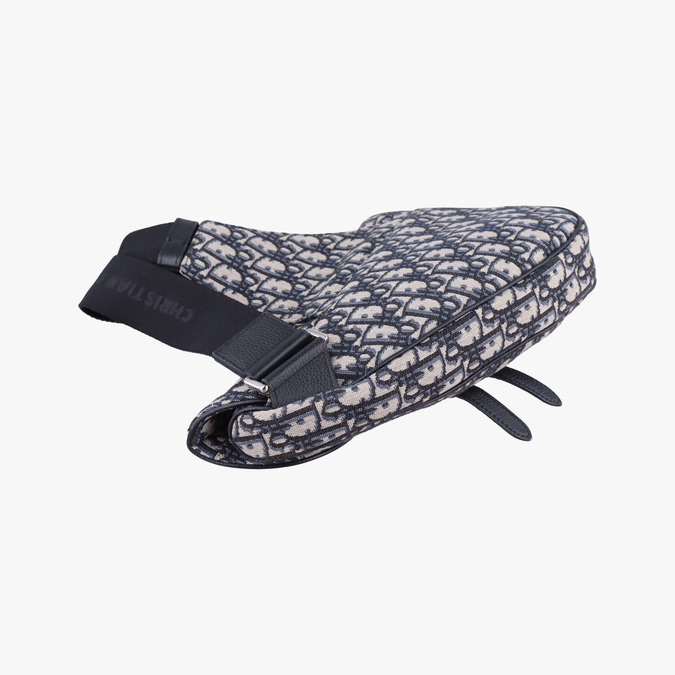 Pre-owned Christian Dior Saddle Gray×Navy×Black Jacquard×Leather  bum bag/waist bag | stylenewstar