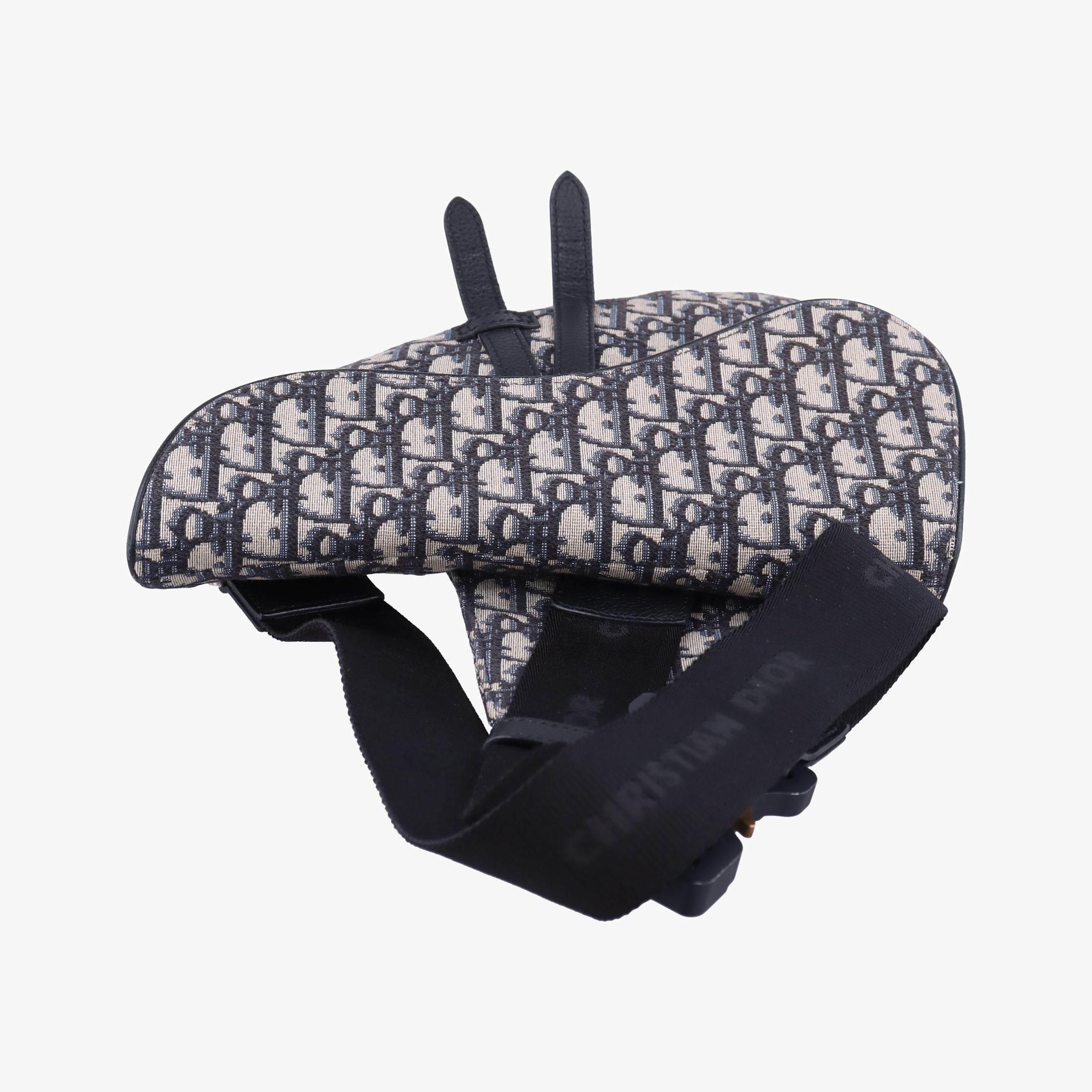 Pre-owned Christian Dior Saddle Gray×Navy×Black Jacquard×Leather  bum bag/waist bag | stylenewstar