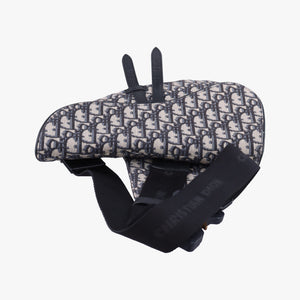 Pre-owned Christian Dior Saddle Gray×Navy×Black Jacquard×Leather  bum bag/waist bag | stylenewstar