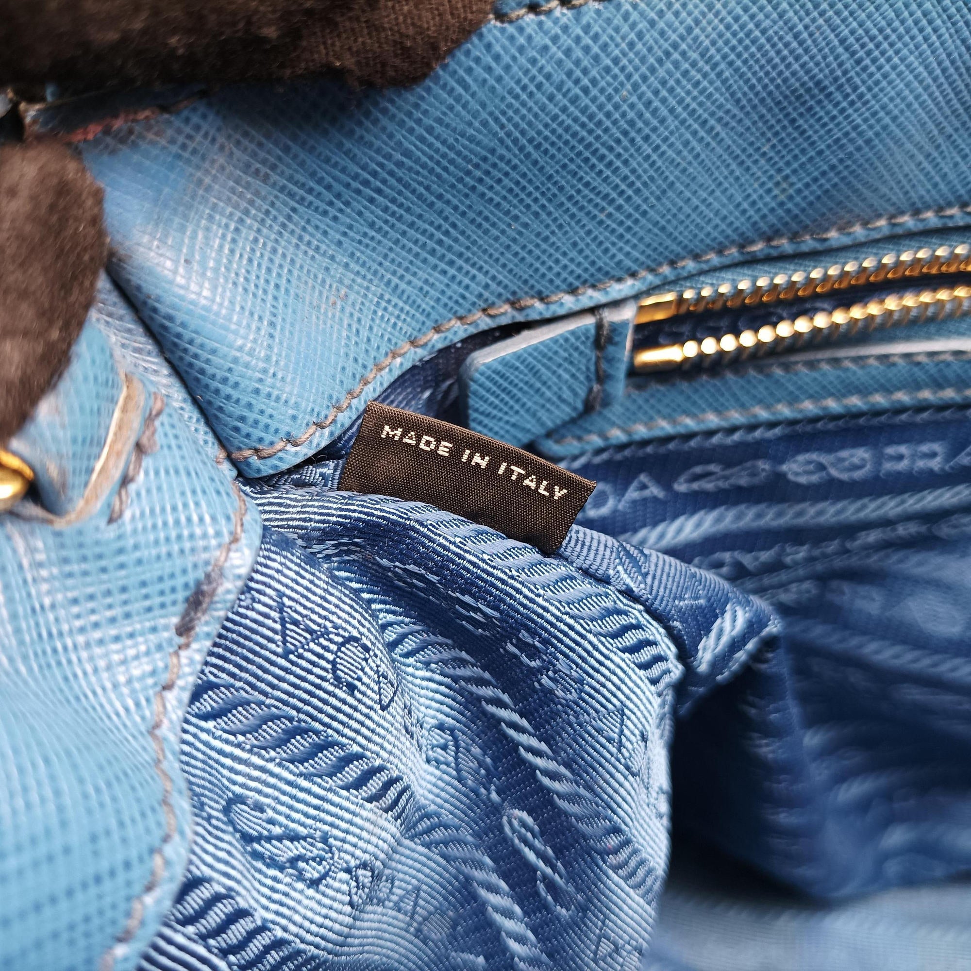 Pre-owned Prada Galleria Blue SAFFIANO Leather BN1801 shoulderbag | stylenewstar