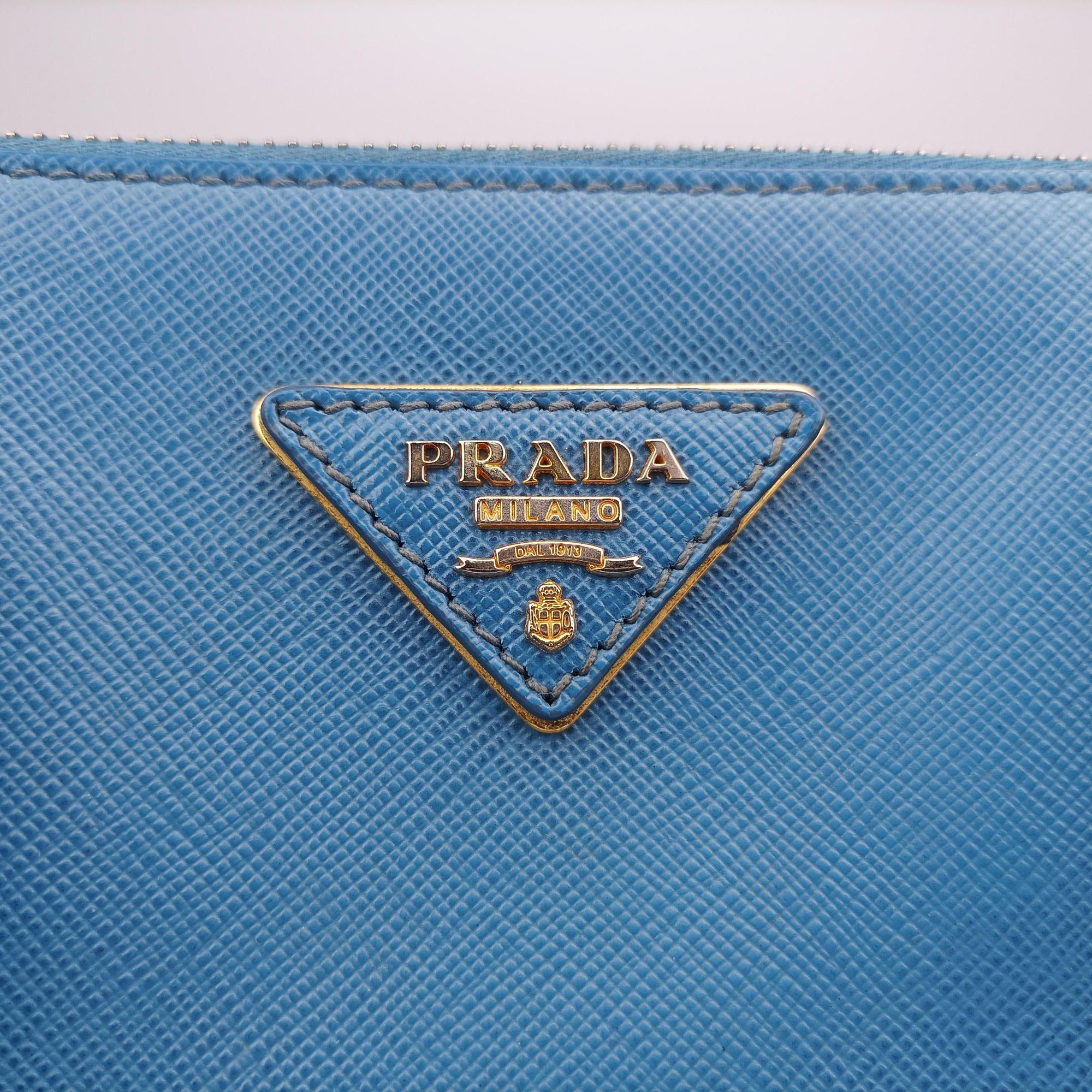 Pre-owned Prada Galleria Blue SAFFIANO Leather BN1801 shoulderbag | stylenewstar