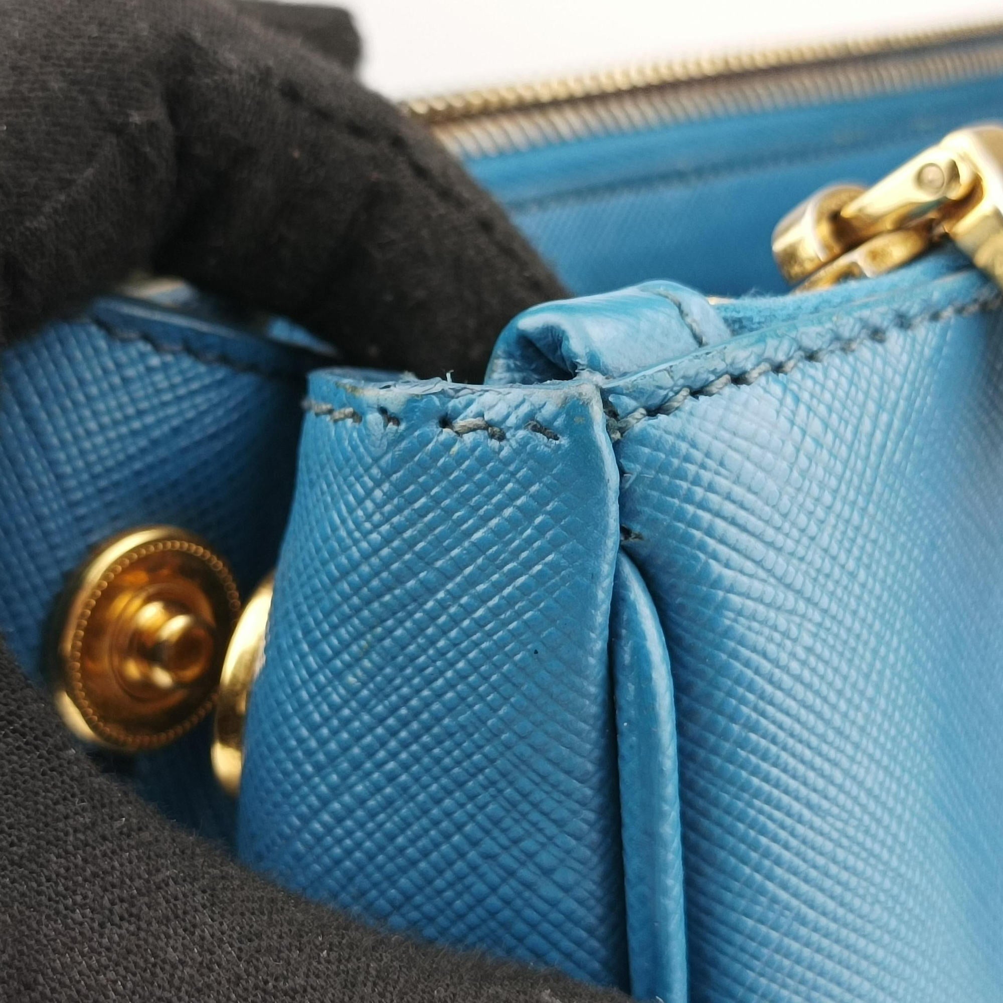 Pre-owned Prada Galleria Blue SAFFIANO Leather BN1801 shoulderbag | stylenewstar