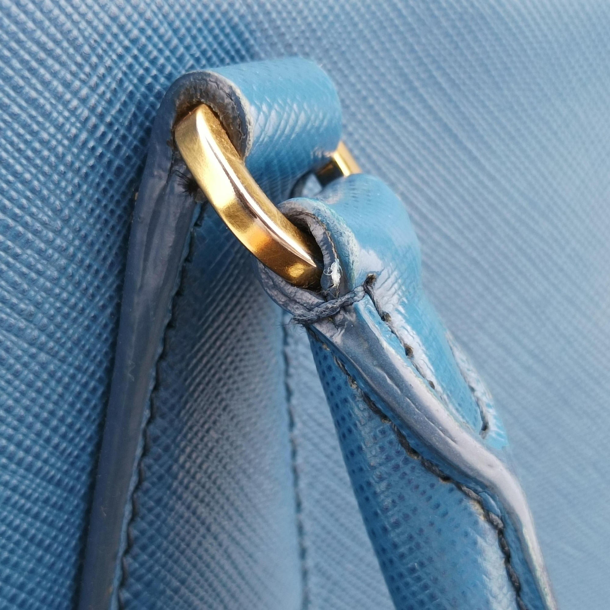 Pre-owned Prada Galleria Blue SAFFIANO Leather BN1801 shoulderbag | stylenewstar