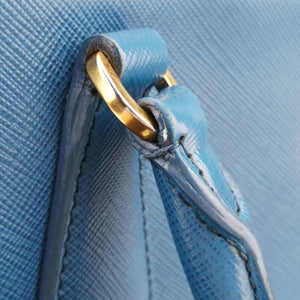 Pre-owned Prada Galleria Blue SAFFIANO Leather BN1801 shoulderbag | stylenewstar