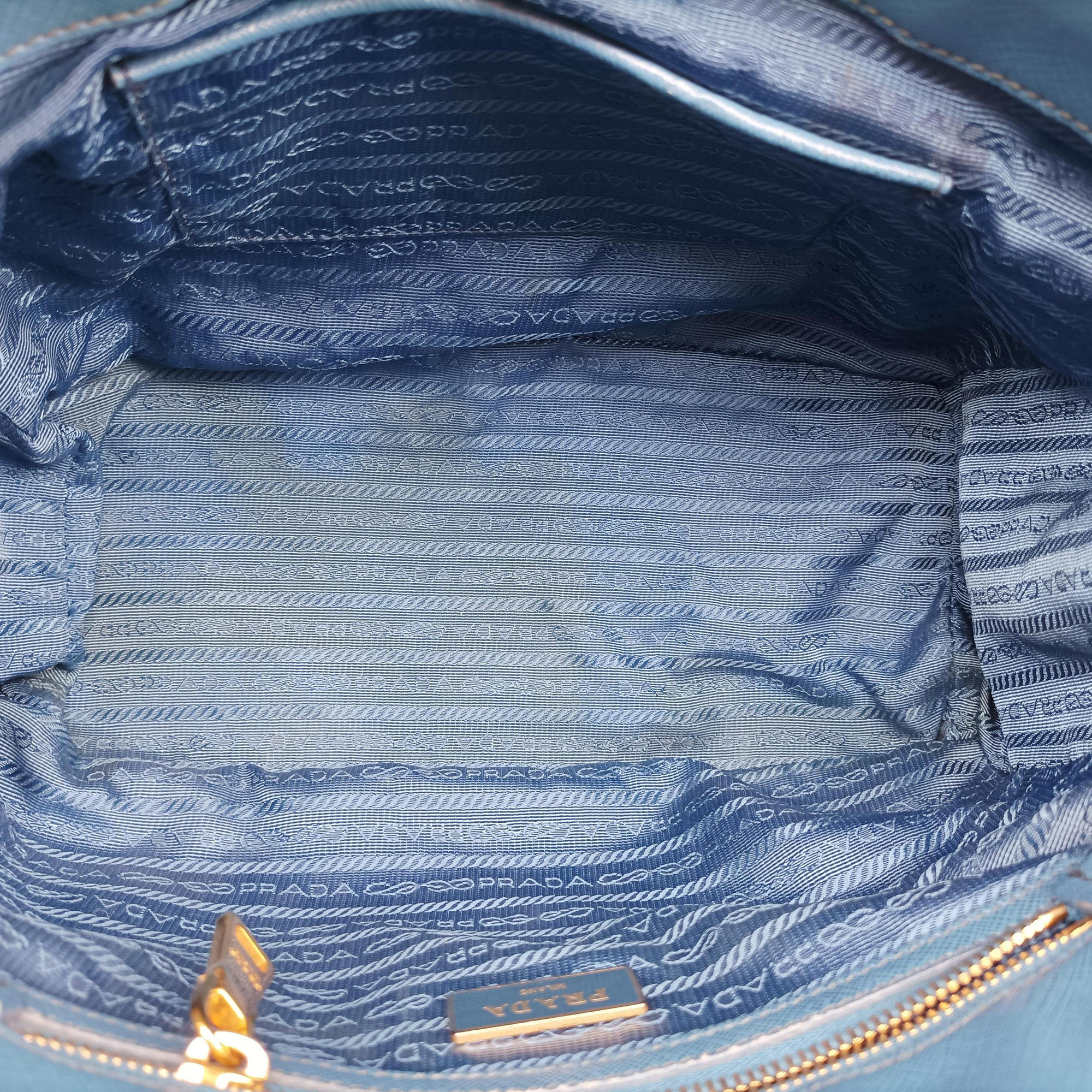 Pre-owned Prada Galleria Blue SAFFIANO Leather BN1801 shoulderbag | stylenewstar
