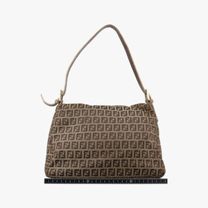 Pre-owned Fendi Baguette Zucchino Brown canvasxLeather 8BR001 shoulderbag | stylenewstar